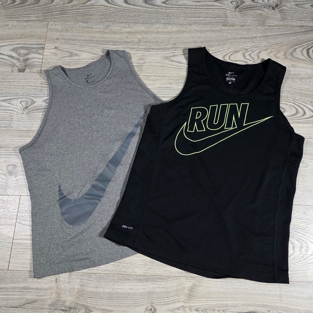 Nike Dri Fit Tank - Set of 2 Black Gray - Size Medium